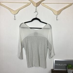 Anthropologie Dolan Top Sheer Shoulder 3/4 Sleeve Gray Women's small
